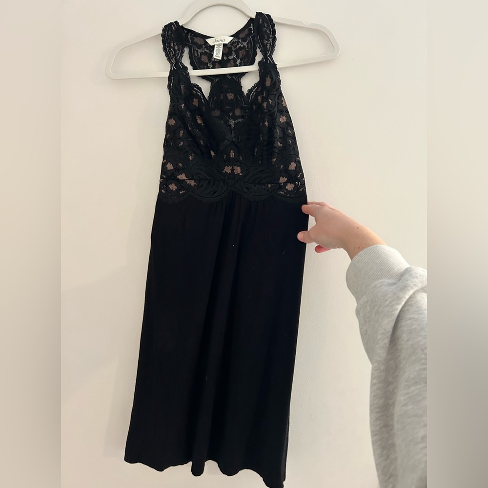 Soma Lace Racerback Babydoll Cami Black Sz XS